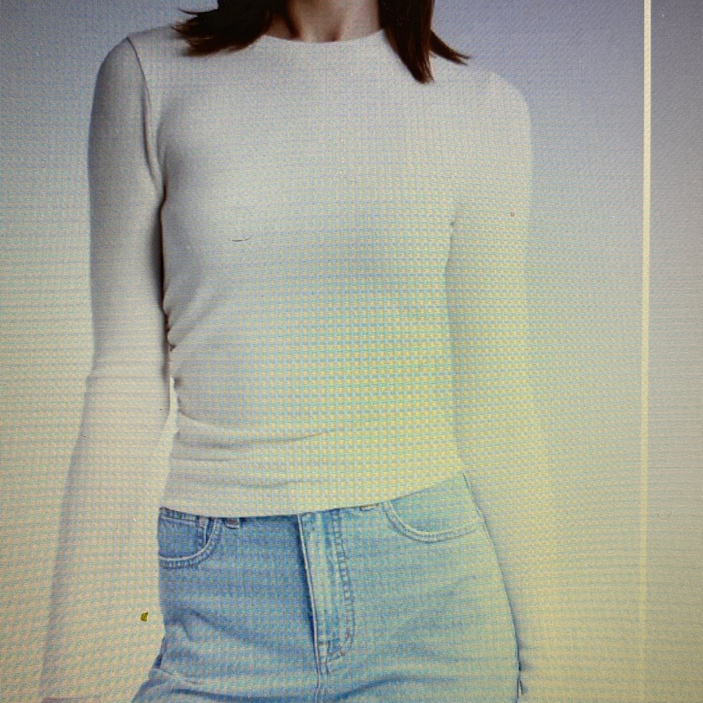 Madewell Long Sleeve Ruched Cream Ivory Top size Large New